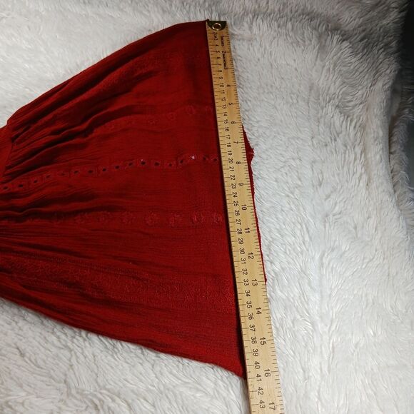 Rayon Red/Rust Colored Boho Lined Tunic V-tie Neck, Long Bell Sleeve Woman's L.. - Picture 15 of 16